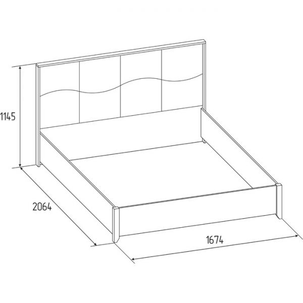 Кровать Люкс Brownie 307, 1600 ? 2000 мм, без основания, цвет мокко