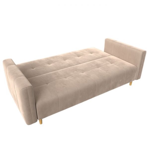 Прямой диван-книжка «Вест», механизм книжка, велюр, цвет бежевый
