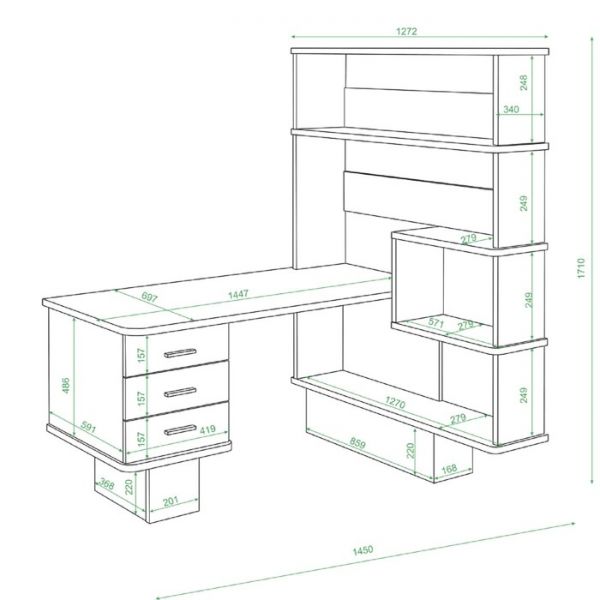 Стол компьютерный «СР 520», 1272 ? 1450 ? 1710 мм, левый, цвет карамель / венге