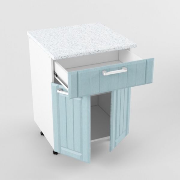 Шкаф нижний с 1 ящиком и  2 дверями РоялВуд, 600х600х850, Белый/Голубой прованс