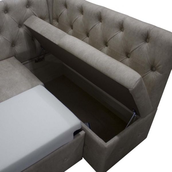 Кухонный уголок «Айриш», правый угол, механизм дельфин, велюр, цвет эмилия милк