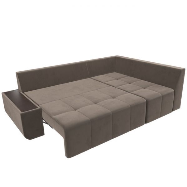 Угловой диван «Амадэус», правый угол, велюр, цвет бежевый