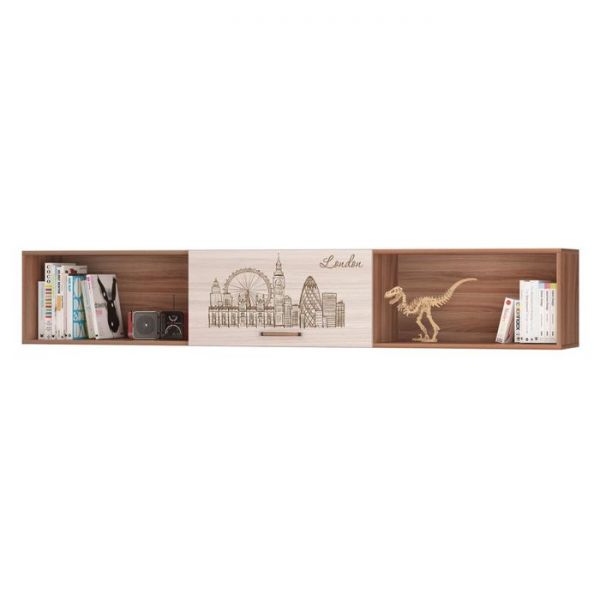 Полка для книг "Вояж", 2052х250х350 мм, ясень тёмный, ясень светлый