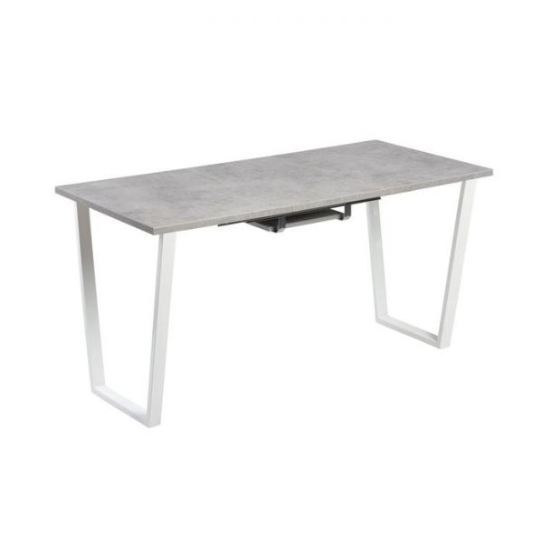 Стол АТЛАНТ-09 1620/2220*950х750 Бетон Чикаго светлый/Опора АТЛАНТ-Белый глянец