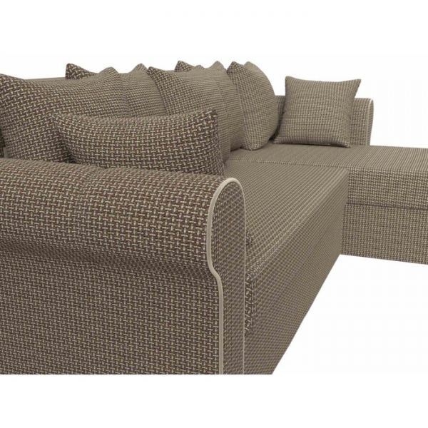 Угловой диван «Рейн», механизм еврокнижка, угол правый, рогожка, корфу 03 / кант бежевый