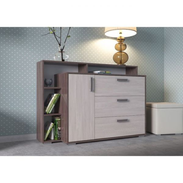 Комод с дверкой и тремя ящиками Бодега темный/светлый