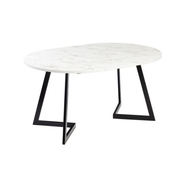 Стол РИМ D-940/1390х940х760 Мрамор Белый/Опора Гермес чёрная матовая