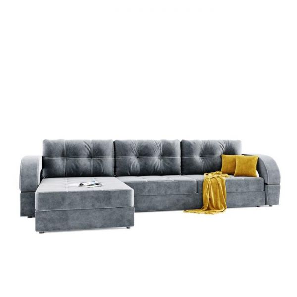 Угловой диван «Талисман 2», угол левый, пантограф, велюр, цвет селфи 01, подушки селфи 03