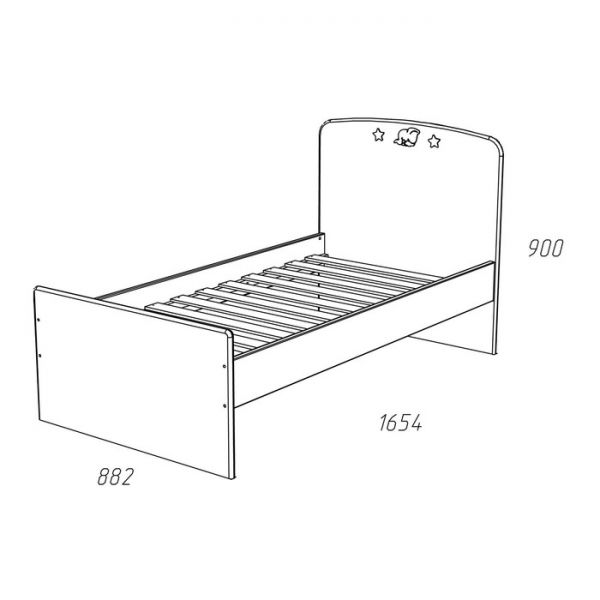 Кровать Лилу, Слоники, 1642x882x900, Белый/Серая эмаль