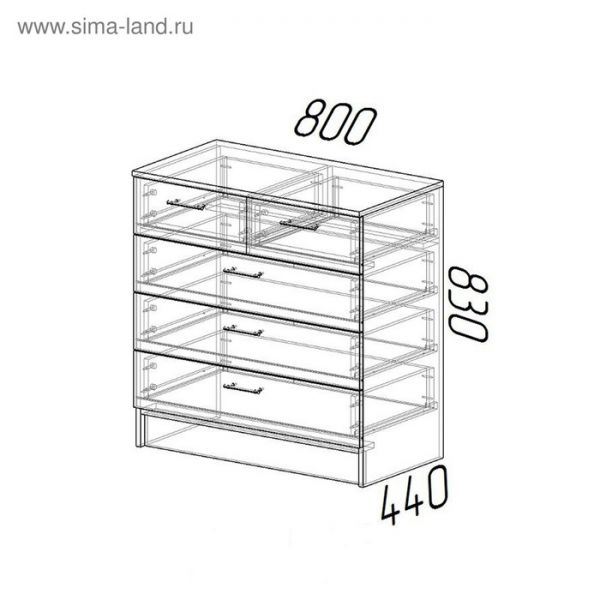 Комод Эра, 800 ? 830 ? 440, Ясень шимо светлый/Ясень шимо темный