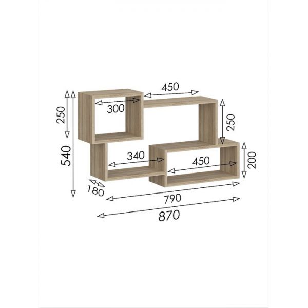 Полка навесная «Салоу 3», 1050 ? 180 ? 600 мм, цвет дуб сонома