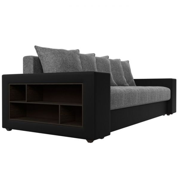 Диван прямой «Дубай», механизм еврокнижка, цвет серая рогожка / чёрная экокожа