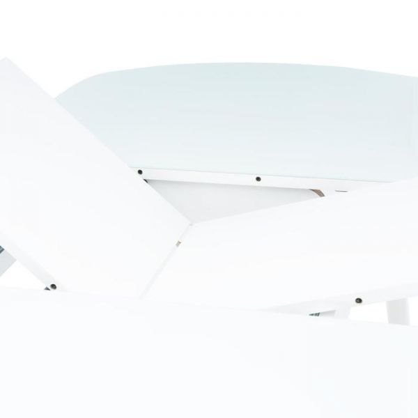 Стол раздвижной Leset Мидел, металл белый, стекло белое 1200/1520х700х740