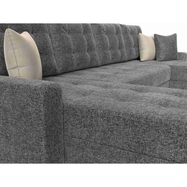 П-образный диван «Ливерпуль», механизм дельфин, рогожка, цвет серый