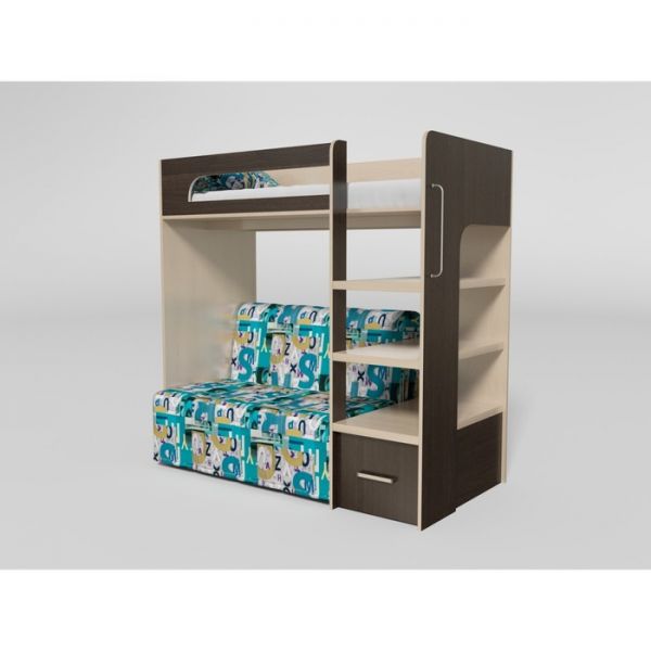 Кровать 2х ярусная №10 1940*1800*940 Дуб молочный/Венге