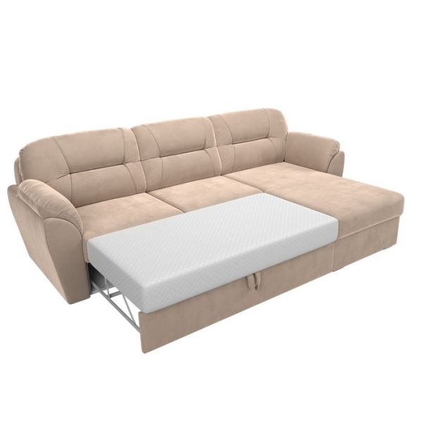 Угловой диван «Бостон», механизм дельфин, велюр, цвет бежевый