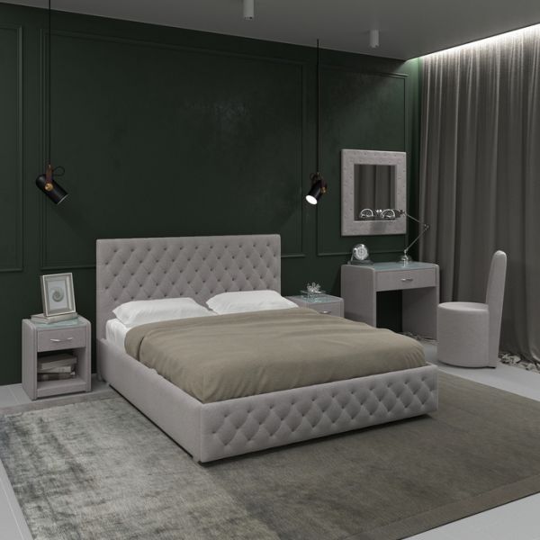 Кровать «Купол тысячелетия» с ПМ, 140 ? 200 см, ортопедическое основание, рогожка, серый