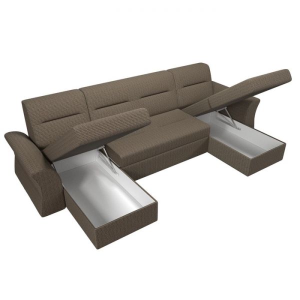 П-образный диван «Клайд», механизм дельфин, рогожка, цвет бежевый