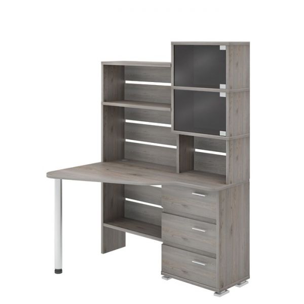 Стол СР-322, угол левый с надстройкой, 1340 ? 900 ? 1770 мм, цвет белый жемчуг