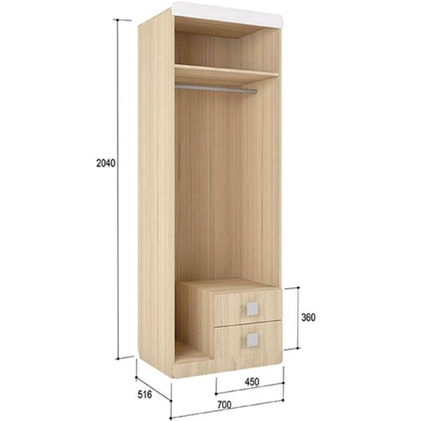 Шкаф 2-х створчатый «Стиль 2», 700 ? 516 ? 2040 мм, цвет туя светлая / лайм