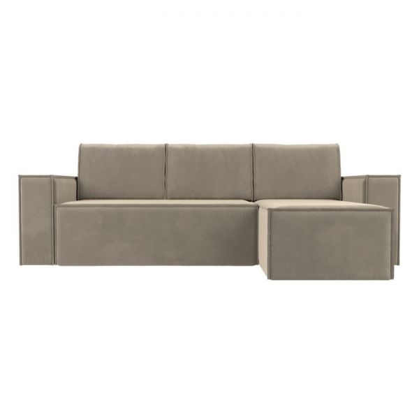 Угловой диван «Куба», механизм еврокнижка, микровельвет, цвет бежевый