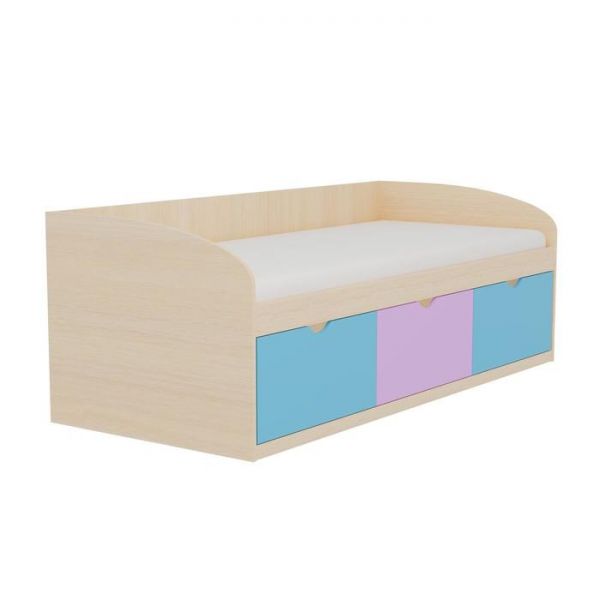 Кровать №8 с 3-мя ящиками, 800 ? 1900 мм, ЛДСП, ясень анкор светлый / ясень анкор тёмный