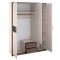 Шкаф 3-х дверный «Николь», 1560 ? 592 ? 2117 мм, зеркало, цвет ясень шимо светлый / тёмный