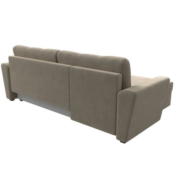 Угловой диван «Амстердам лайт», еврокнижка, правый угол, микровельвет, цвет бежевый