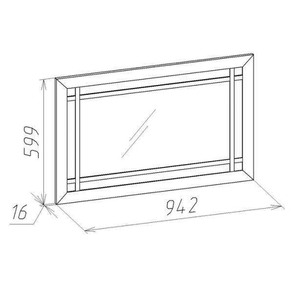 Зеркало навесное Sherlock 7, 599 ? 16 ? 942 мм, цвет дуб сонома