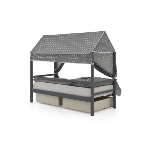 Крыша текстильная Бельмарко для кровати-домика Svogen звезды, фон графит