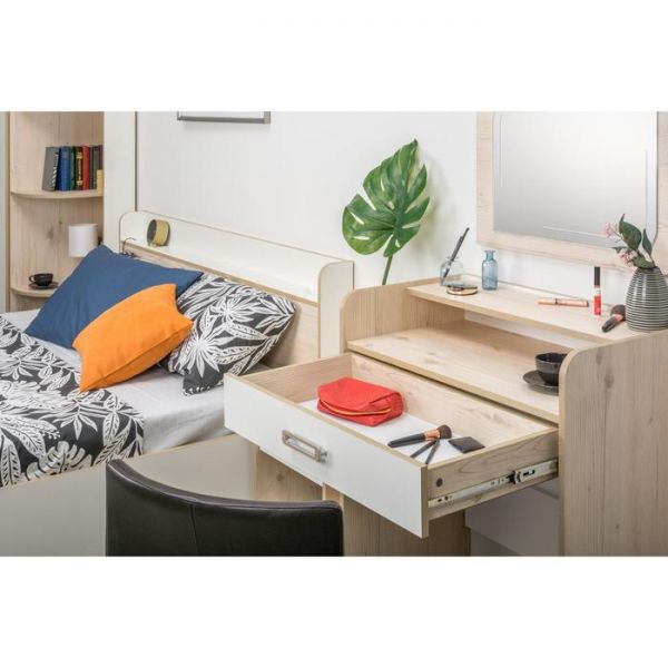 Стол туалетный Веста 12.47, 766х426х916, Гаскон Пайн светлый/Белый шагрень