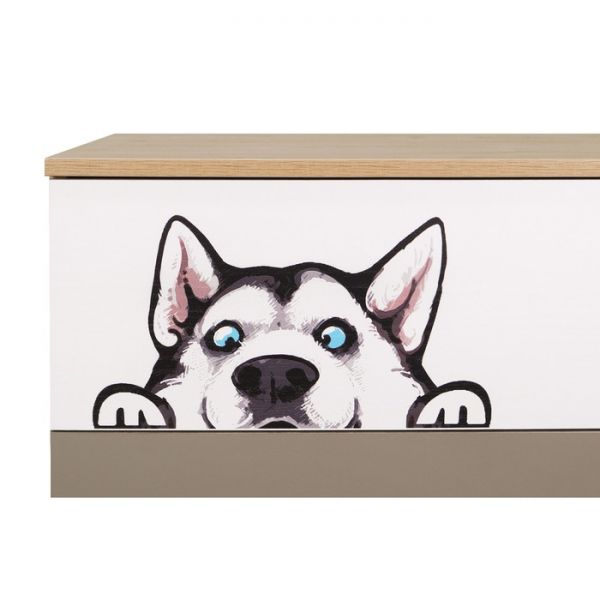 Комод 4 ящика Хаски-5 ирландский дуб/белый/мокко