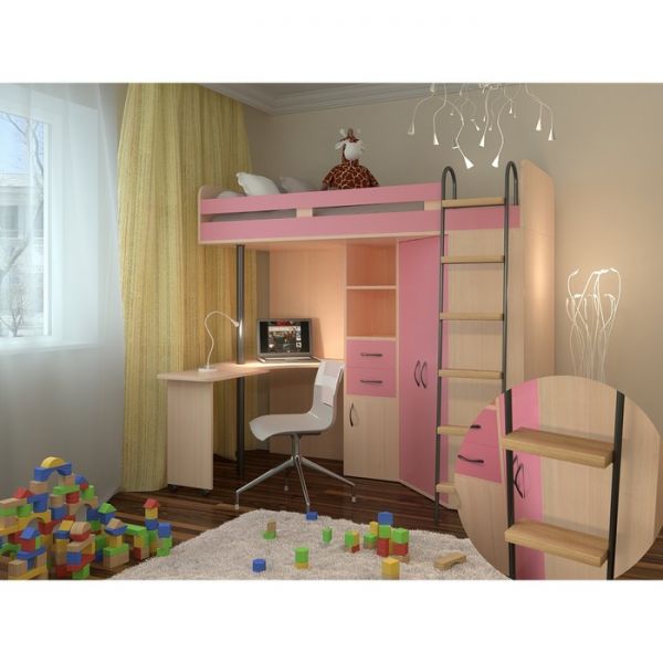 Детский комплекс «М-85», цвет дуб молочный/розовый