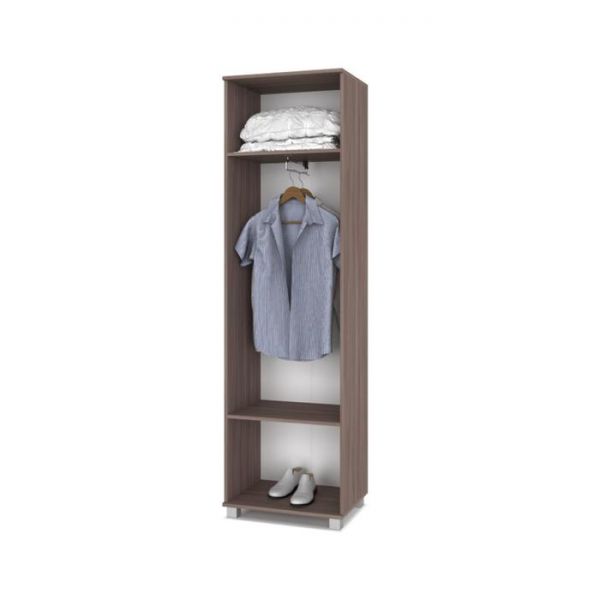 Шкаф двустворчатый с зеркалом Карина К22 600x420x2100 Ясень шимо темный/светлый