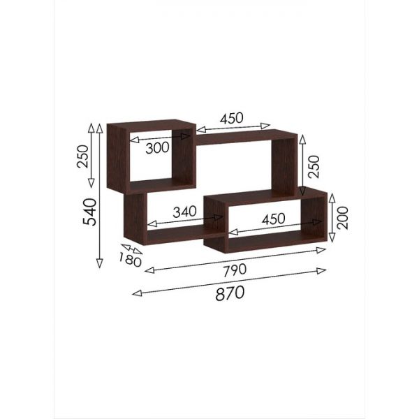 Полка навесная «Уфимка 3», 870 ? 180 ? 540 мм, цвет венге