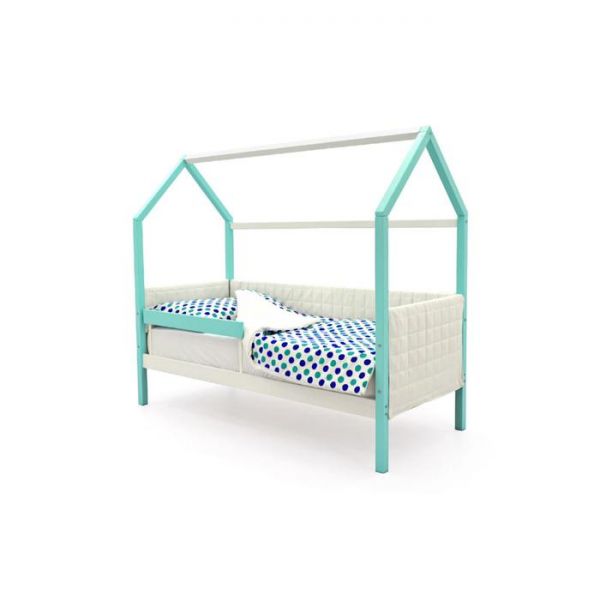 Детская кровать-домик мягкий Бельмарко  Svogen мятно-белый
