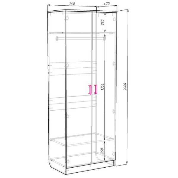 Шкаф Альянс-1, 740х470х2000, Бодега светлый