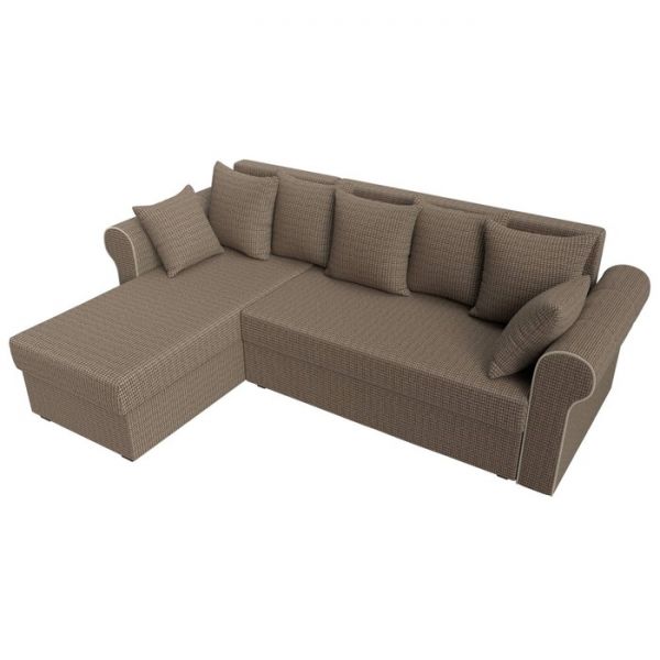 Угловой диван «Рейн», механизм еврокнижка, угол правый, рогожка, корфу 03 / кант бежевый