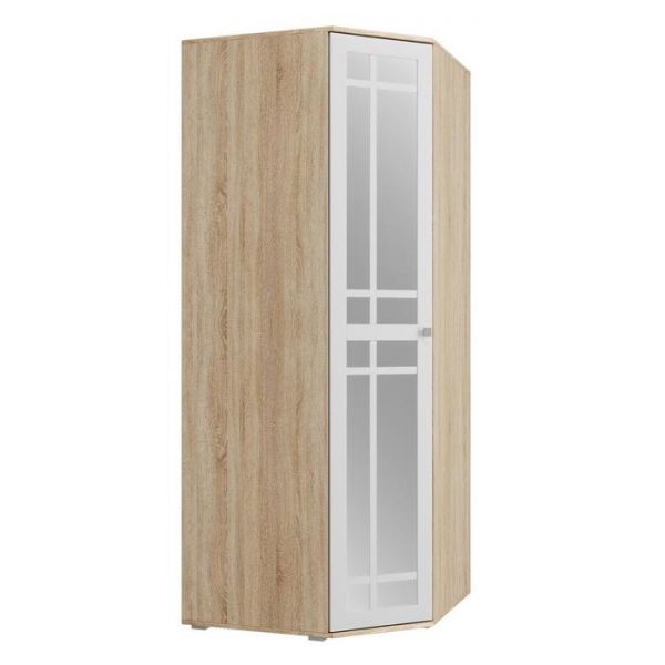 Шкаф ШУ Зеркало/Зеркало РИВЬЕРА 850х850х2100 фасады ПВХ Белый/корпус Дуб Сонома