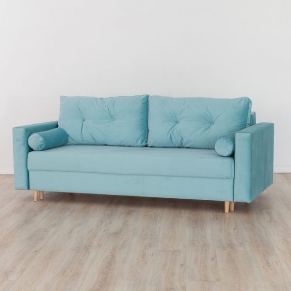 Прямой диван «Киото», механизм еврокнижка, велюр, цвет бежевый