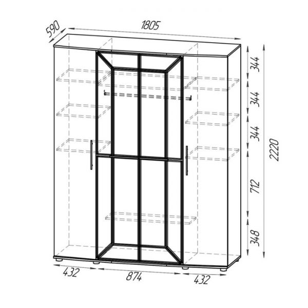 Шкаф 4х дверный АМЕЛИ Ясень шимо светлый