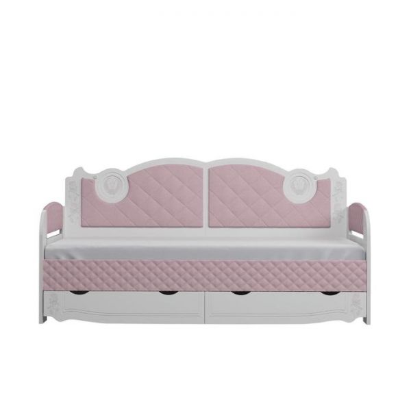 Кровать-тахта с подсветкой «Розалия №900.4», 2000 ? 900 мм, цвет лиственница белая/розовый