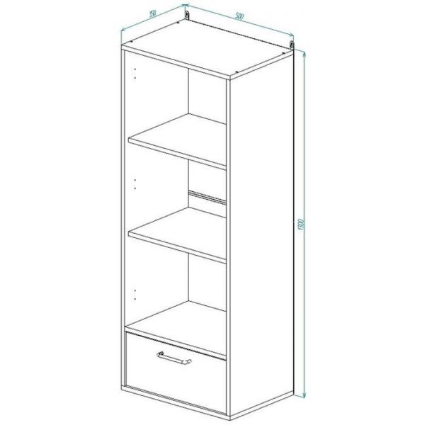 Шкаф навесной ЛОФТ с ящиком  ШН-1 500х350х1300 Дуб Бунратти/ Малави