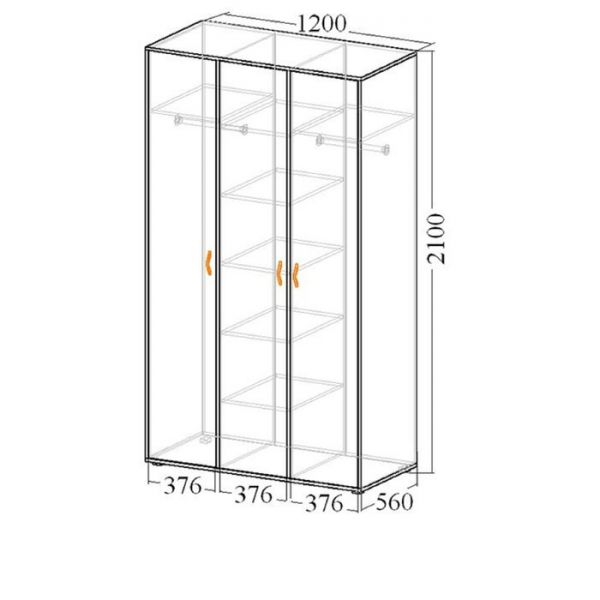 Шкаф 3-х дверный с зеркалом «Венеция 9», цвет ясень анкор тёмный / ясень анкор светлый