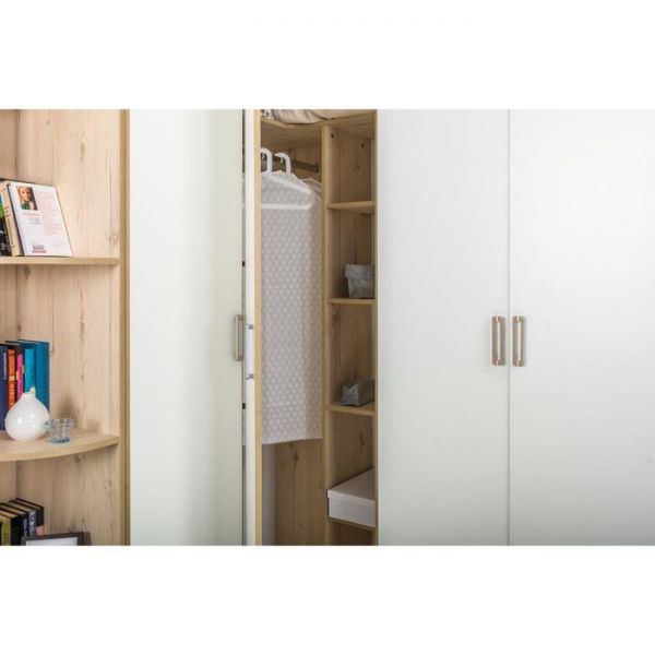 Шкаф угловой для одежды Веста 13.131, 813х813х2300, Гаскон Пайн светлый/Белый шагрень