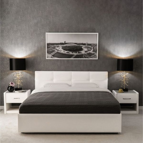 Кровать «Птичье гнездо» с ПМ, 1800 ? 2000, ортопед. основание, экокожа, взбитые сливки