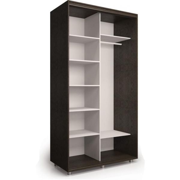 Шкаф-купе Стильный зелкало+ЛДСП Венге тёмный/Белый 1400х600х2300