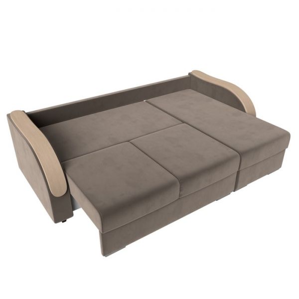 Угловой диван «Дарси», механизм еврокнижка, велюр, цвет бежевый