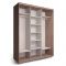 Шкаф-купе Стильный зеркало Ясень шимо тёмный/Белый/Венге тёмный 1800х600х2300