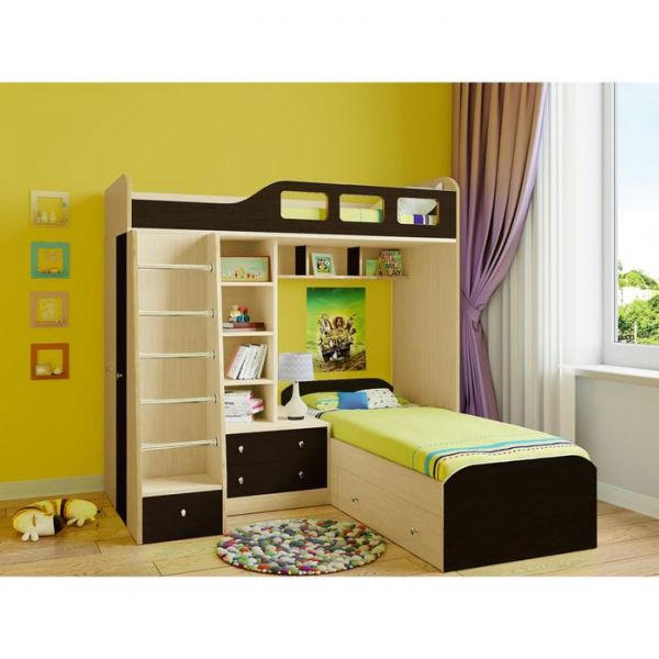 Детская двухъярусная кровать «Астра 4», цвет дуб молочный/венге